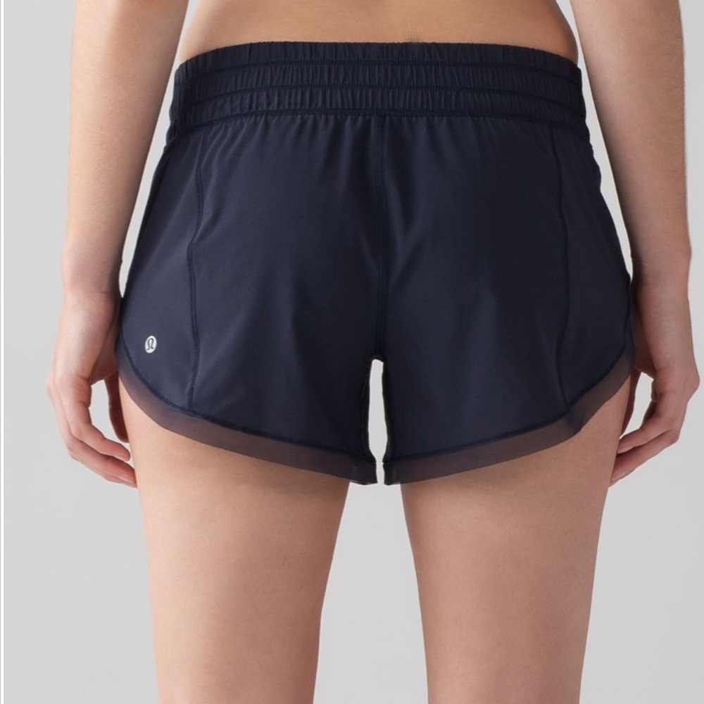 Lululemon Anew navy blue shorts sheer panel 2 unlined